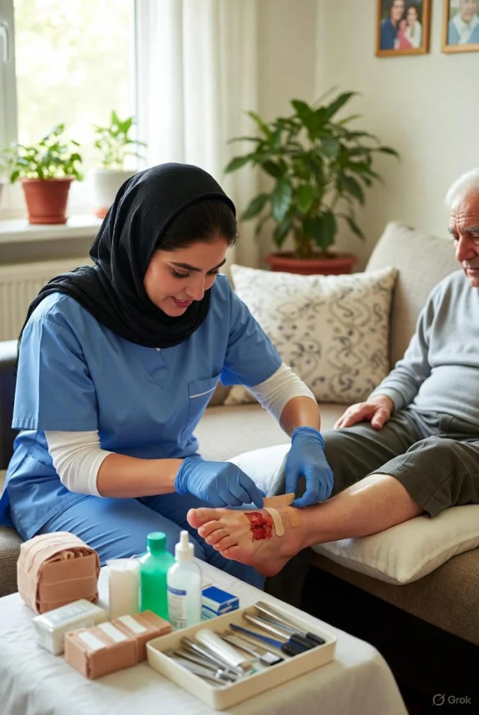 آیا پانسمان ویژه زخم پای دیابتی در منزل امن و دقیق است؟
